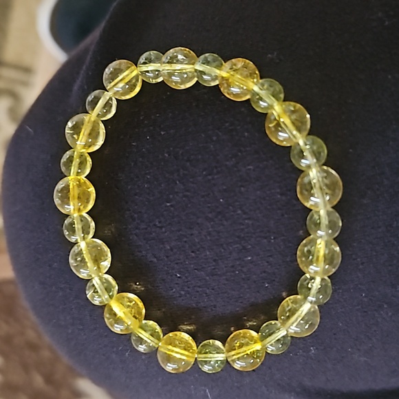 Citrine & peridot beaded stretch bracelet - Picture 2 of 4